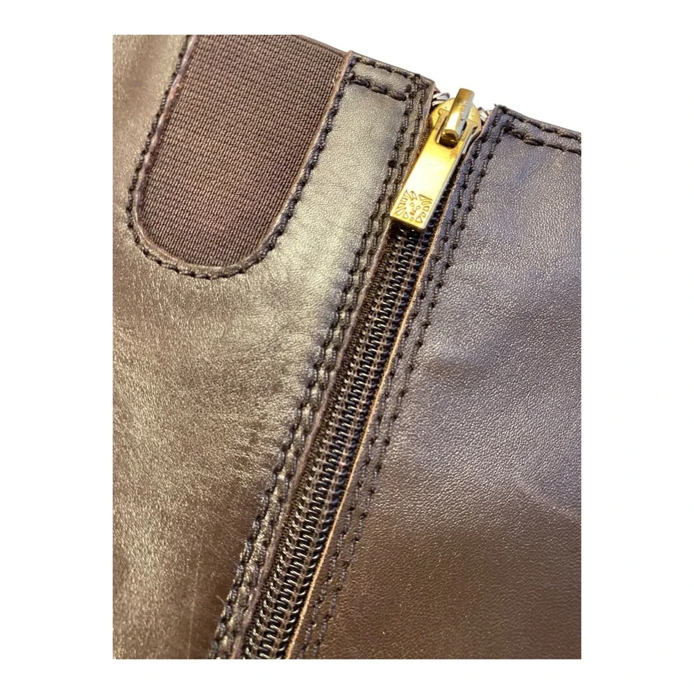 Anne Klein Riding Boots Brown Leather Flat‎ Knee High Size 7.5 M